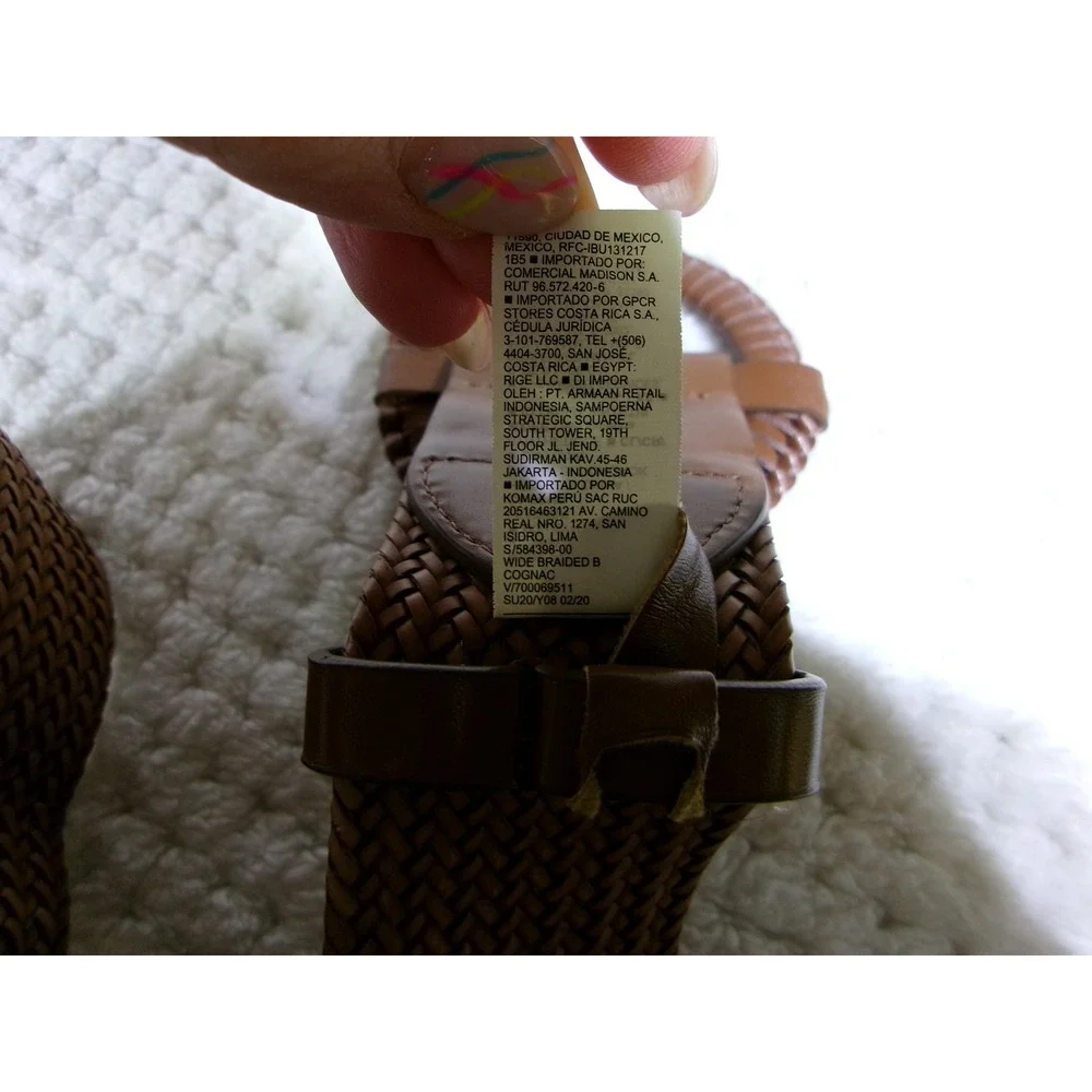 Old Navy Cognac Brown Wide Braided Belt M L Faux Leather Round Buckle Boho Woven
